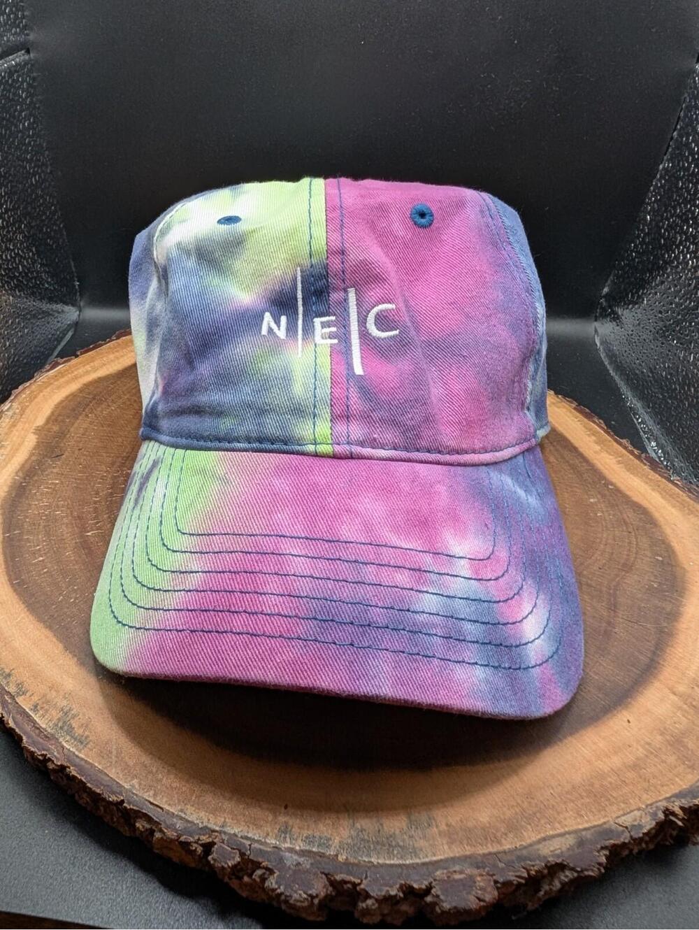 VTG NEC New England College Tie Dye Baseball Hat Cap Adjustable
